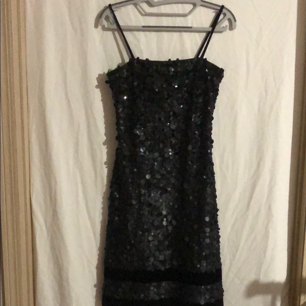 Citrine Elegant Black Sequin w Velvet Accents Dress 6